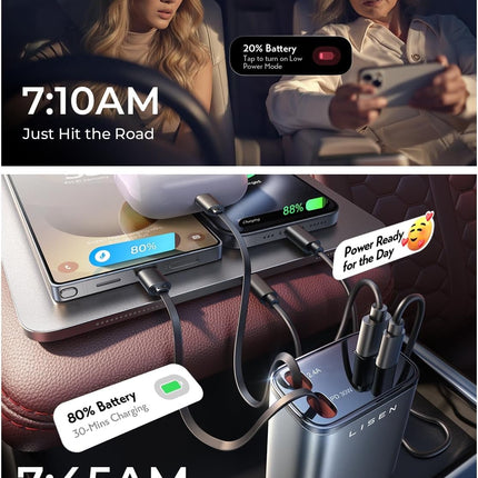 Retractable 84W USB-C Car Charger Adapter