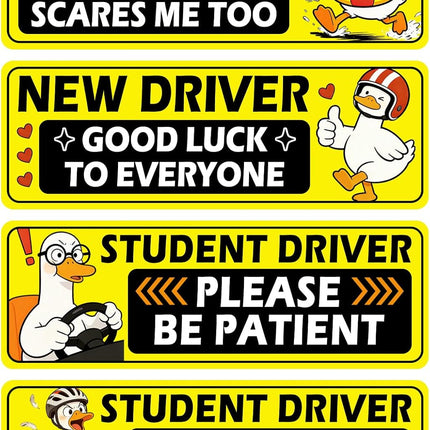 4-Piece Student Driver Yellow Goose Car Magnet Set