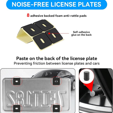 Clear License Plate Covers 2 Pack with Spare, Anti-Rattle Pads & Hardware