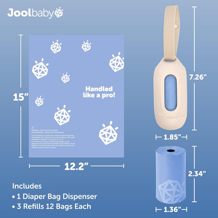 Disposable Diaper Bag Dispenser in Oatmeal with 3 Lavender-Scented Refill Rolls