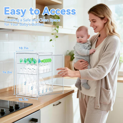 Baby Bottle Storage Organizer, Large 3-Tier Clear Acrylic Countertop Container