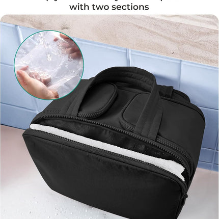 Lightweight Large Wide-Open Travel Toiletry Bag in Black