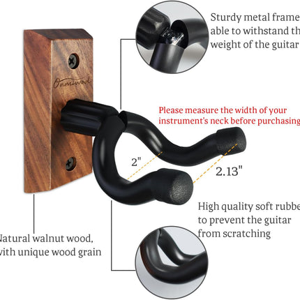 Black Walnut U-Shaped Guitar Wall Mount Hanger