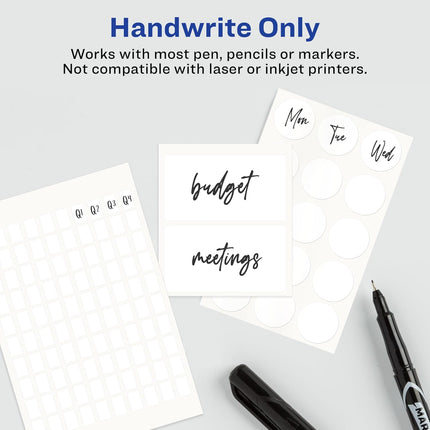 Multi-Use Removable Labels, 1" x 3", White, Non-Printable, 72 Blank Labels Total