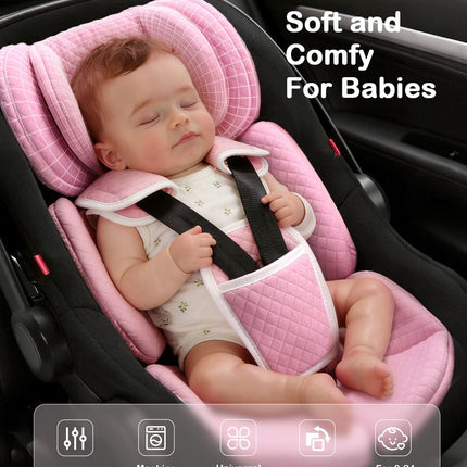Pink Reversible Infant Car Seat Insert with Adjustable Head Support