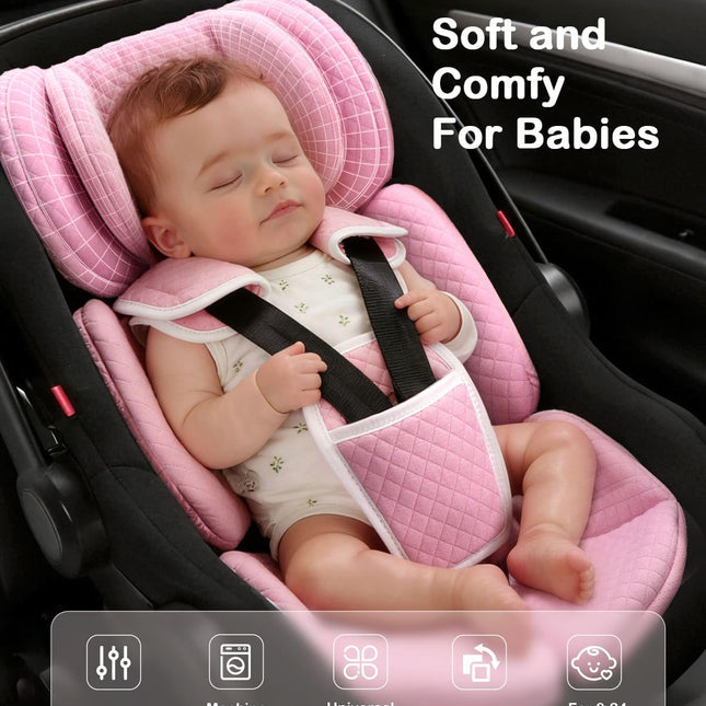 Pink Reversible Infant Car Seat Insert with Adjustable Head Support