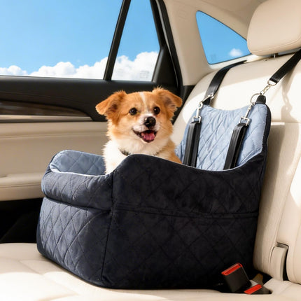 Elevated Dog Car Seat for Small Dogs with Leash