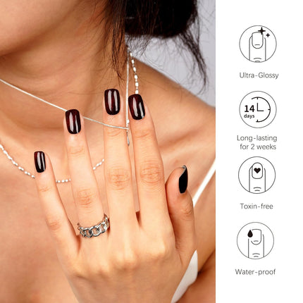 Semi-Cured Gel Nail Strips Dark Red Cat Eye Magnetic Wraps, 28 Stickers