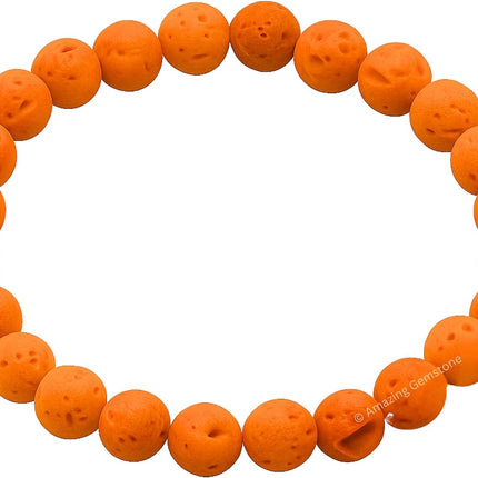 Orange Lava 8mm Gemstone Crystal Stretch Bracelet