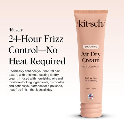 Smoothing Air Dry Hair Cream – Frizz Control Styling Cream with Castor Oil & Coconut Oil, 5 oz