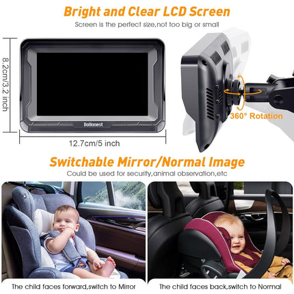 Baby Car Camera HD 1080P Rear-Facing Monitor with Night Vision