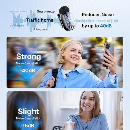 Mini 2 Wireless Lavalier Microphones with AI Noise Cancellation