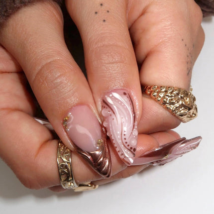 24-Piece Brown French Tip Almond Press-On Nails
