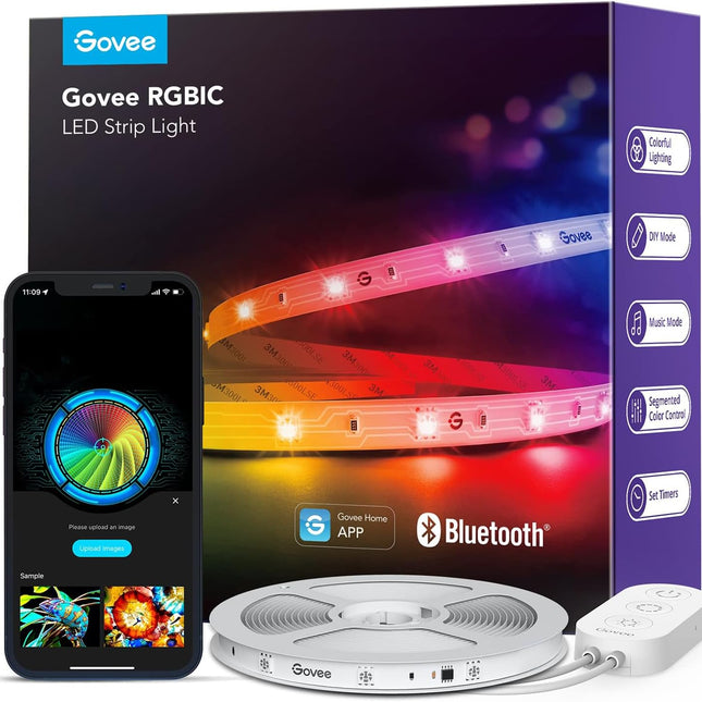 RGBIC Smart LED Strip Lights, Bluetooth App Control, Music Sync, 16.4 ft