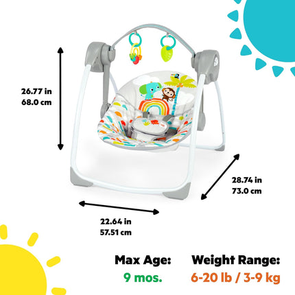 Playful Paradise Portable Compact Automatic Baby Swing with Music, Unisex, Newborn+