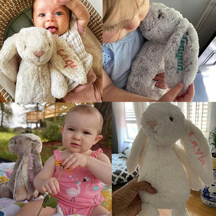 Embroidered Plush Bunny with Child's Name Custom First Easter Gift