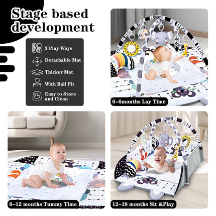 Baby Gym Play Mat, 8-in-1 Tummy Time Mat & Activity Gym