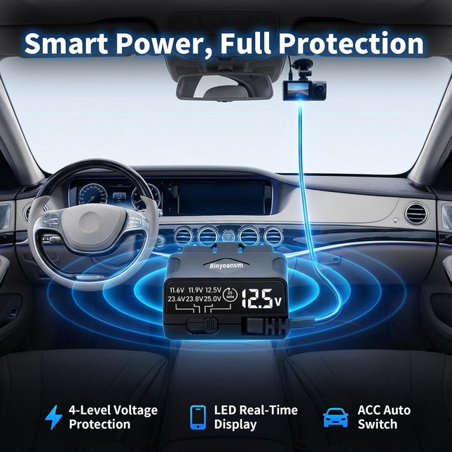 OBD Dash Cam Power Cable USB C with ACC Detection, 11.5ft