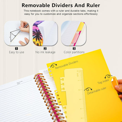 Hardcover Spiral Notebook College Ruled, 8 x 10 Rose Red
