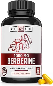 Zhou Nutrition Berberine 1000mg capsules for blood sugar and metabolic support