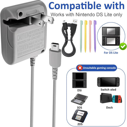 DS Lite Charger AC Power Adapter Kit with 4 Stylus Pens