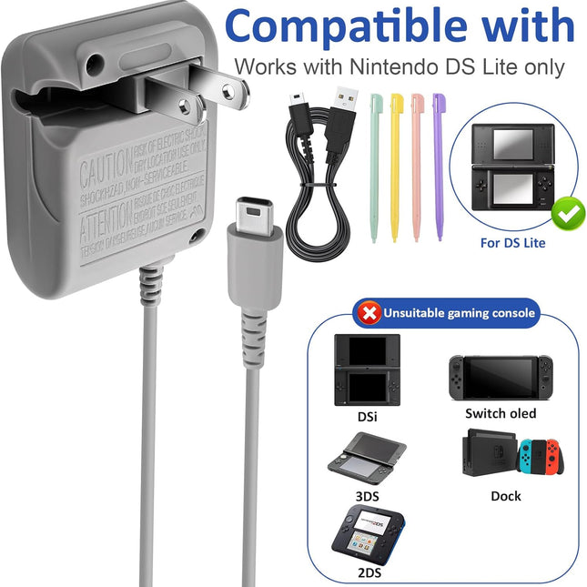 DS Lite Charger AC Power Adapter Kit with 4 Stylus Pens