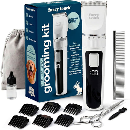 Quiet Cordless Pet Grooming Clipper Kit with Ceramic Blades