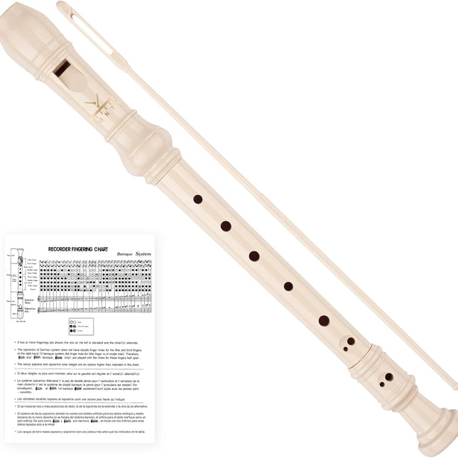 Beige Soprano Recorder 8-Hole C Key Instrument for Kids Beginners
