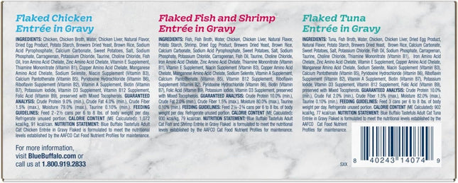 Tastefuls Flaked Adult Wet Cat Food Variety Pack, 3 oz Cans, 12 Count