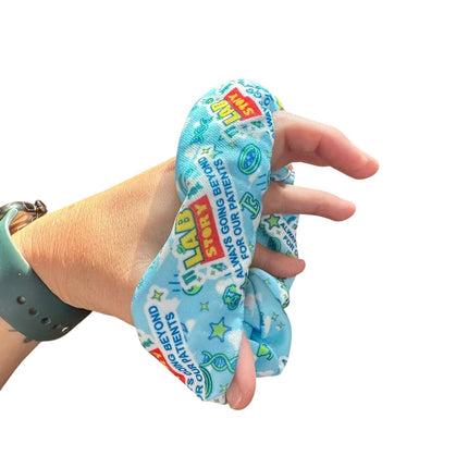 2026 Lab Week Theme Hair Scrunchy - Light Blue Lab Icon Pattern