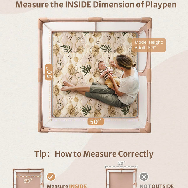50x50 Baby Playpen Floor Mat with Thick Foam Cushioning