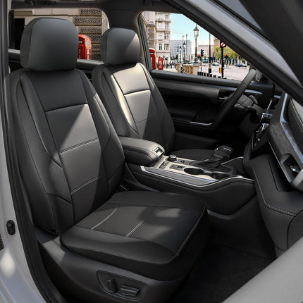 Black Faux Leather Front Bucket Seat Covers, 2-Pack
