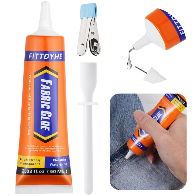 Permanent Washable Clear Fabric Glue, 60 ML
