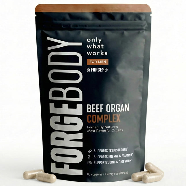 FORGEBODY Beef Organ Complex grass fed liver heart kidney capsules supplement bottle
