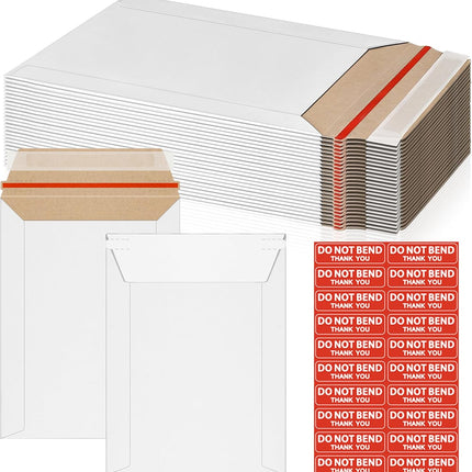 20 Pack 6x8 Inch White Rigid Self-Seal Mailers