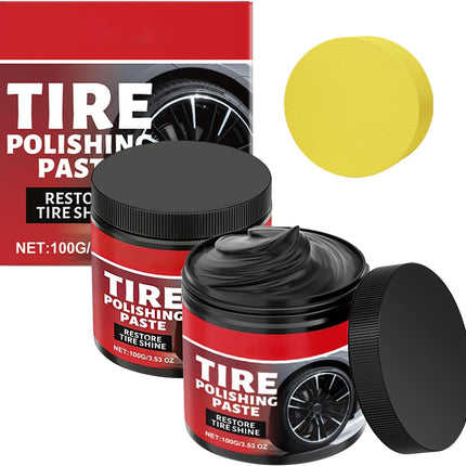 2-Piece Tire Shine Dressing Paste with Sponge for Wet Gloss Finish