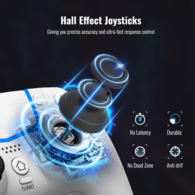 White Wireless Gaming Controller with Hall Joysticks