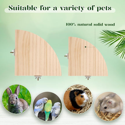 SourcetoHome 2 Pack Bird Platform Wood Flat Perches for Bird Cages Fan Shape Birds Cage Platform with Stainless Steel Washers for Birds Cages Corner Shelf Parrots Hamster Gerbil(5.1inch, 6.7inch) - General - detail view 4