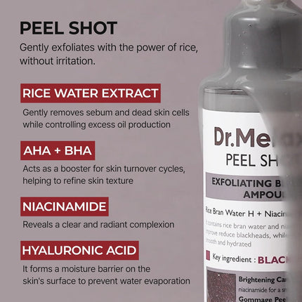 Black Rice Exfoliating Ampoule Face Peel Serum, 2.7 oz