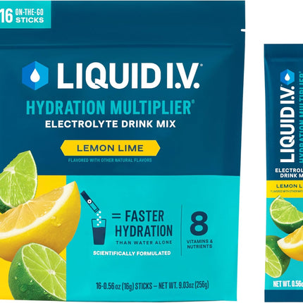 Liquid IV Hydration Multiplier Lemon Lime 16 stick packs
