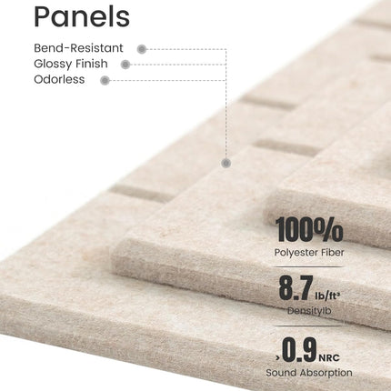 Felt Bulletin Board Tiles - 28" x 18" Oatmeal 6-Pack with 40 Adhesive Tabs
