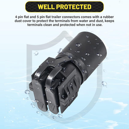 7 Pin Round to 4 and 5 Pin Flat Blade Trailer Adapter, 2-in-1 Design