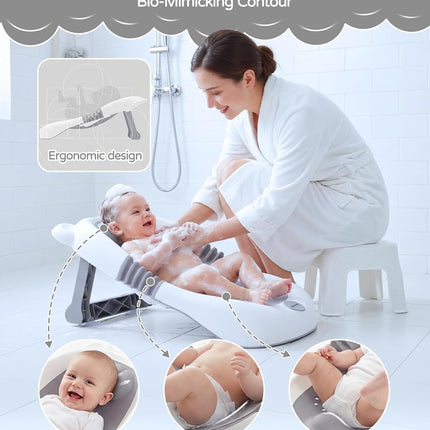 Foldable Baby Bath Support for Newborns, Grey