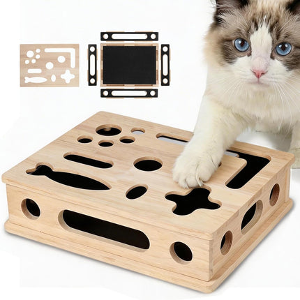 Cat Scratch Puzzle Enrichment Box with Wood Nail File