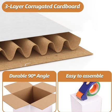 6 x 6 x 6 Inch White Corrugated Shipping Boxes, Set of 30