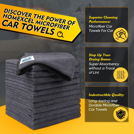 Microfiber Cleaning Cloth 12 Pack, 12.5 x 12.5 Inch, Grey