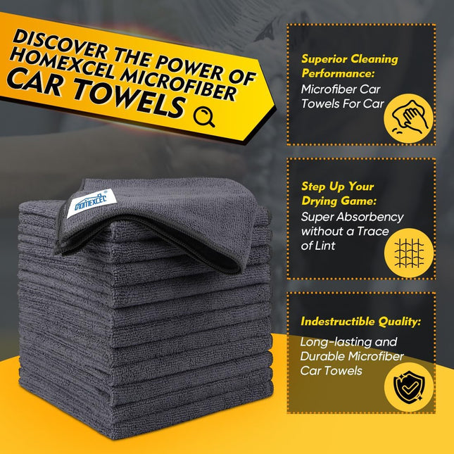 Microfiber Cleaning Cloth 12 Pack, 12.5 x 12.5 Inch, Grey