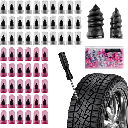 60 PCS Tire Plug Repair Kit with Screw Type Tire Plugs