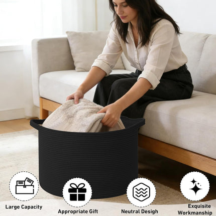 Large Cotton Rope Storage Basket with Handle