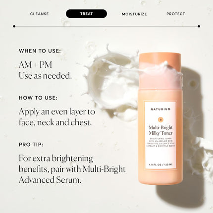 Multi-Bright Milky Exfoliating Face Toner with Azelaic Acid, 120 mL / 4 fl oz
